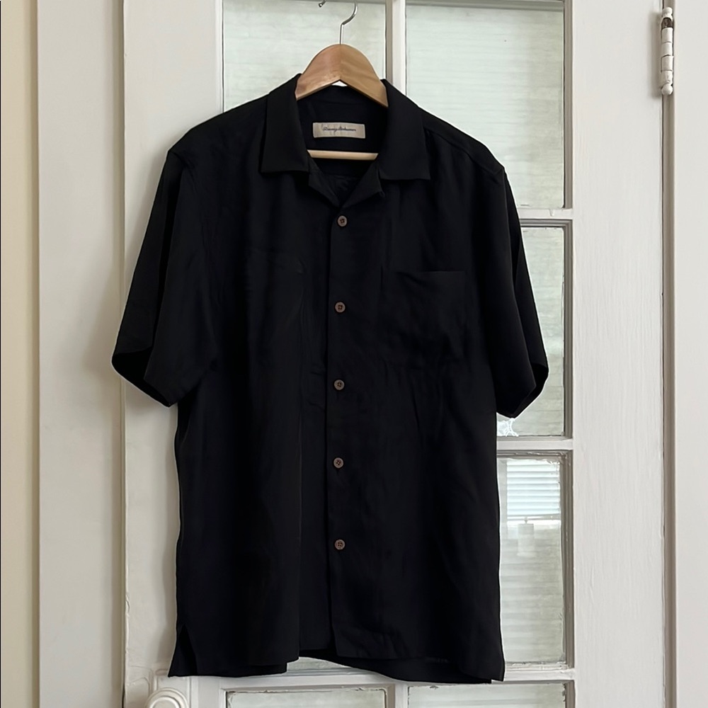 Tommy Bahama Black Casual Silk Button Down Shirt